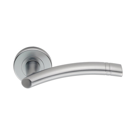 High quality image of Serozzetta - Cuarenta Lever on Round Rose - Satin Chrome | Sku. szc340sc | Trade Door Handles.
