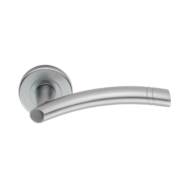 High quality image of Serozzetta - Cuarenta Lever on Round Rose - Satin Chrome | Sku. szc340sc | Trade Door Handles.