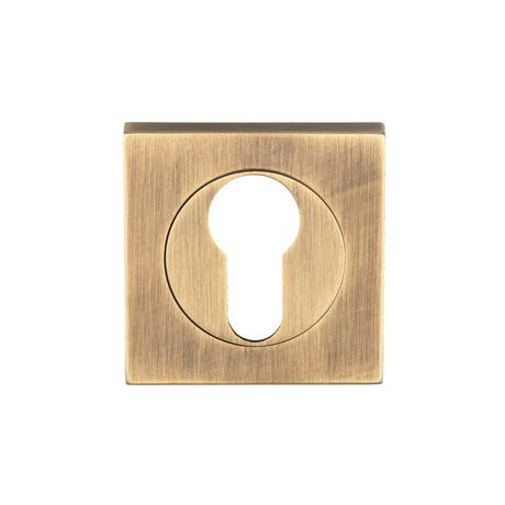 High quality image of Serozzetta - Square Euro Profile Escutcheon - Antique Brass | Sku. szm001sqab | Trade Door Handles.