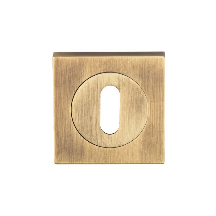 High quality image of Serozzetta - Square Standard Lock Escutcheon Antique Brass - Antique Brass | Sku. szm003sqab | Trade Door Handles.