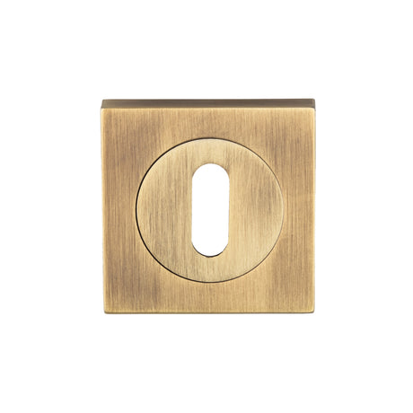 High quality image of Serozzetta - Square Standard Lock Escutcheon Antique Brass - Antique Brass | Sku. szm003sqab | Trade Door Handles.