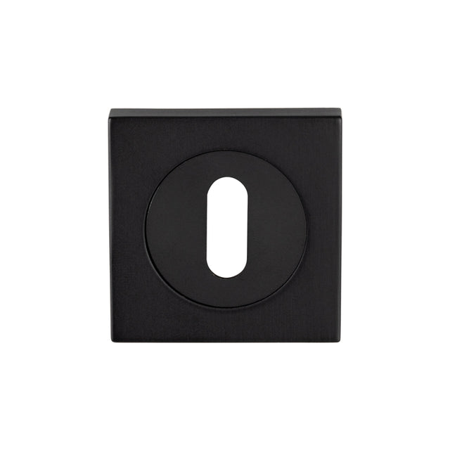 High quality image of Serozzetta - Square Standard Lock Escutcheon Matt Black - Matt Black | Sku. szm003sqmb | Trade Door Handles.