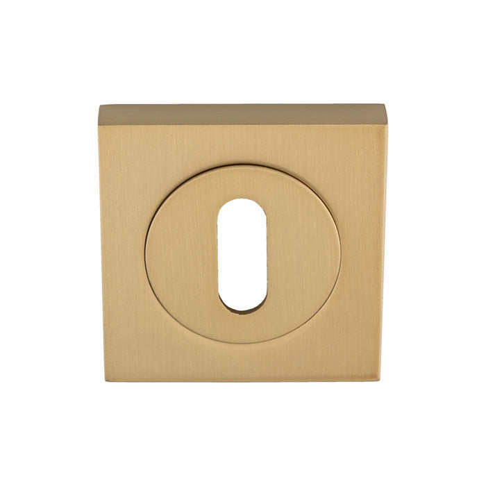 High quality image of Serozzetta - Square Standard Lock Profile Escutcheon - Satin Brass | Sku. szm003sqsb | Trade Door Handles.