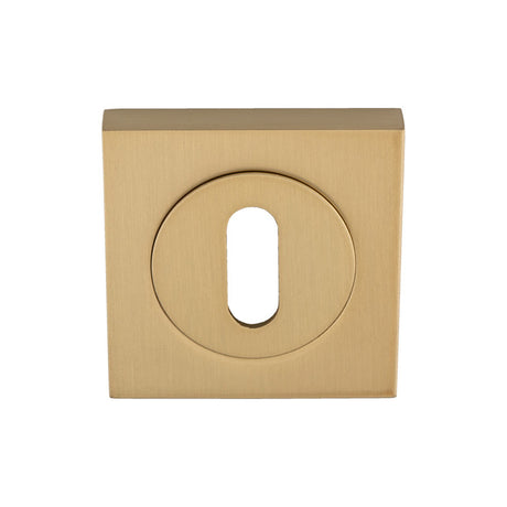 High quality image of Serozzetta - Square Standard Lock Profile Escutcheon - Satin Brass | Sku. szm003sqsb | Trade Door Handles.