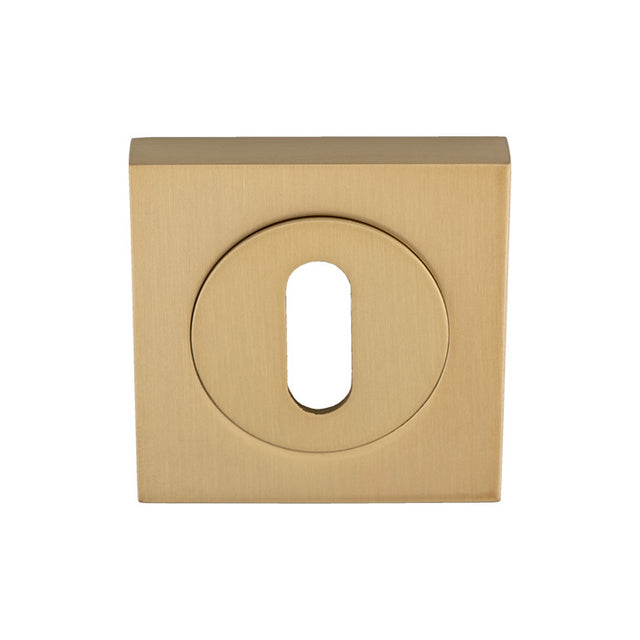 High quality image of Serozzetta - Square Standard Lock Profile Escutcheon - Satin Brass | Sku. szm003sqsb | Trade Door Handles.