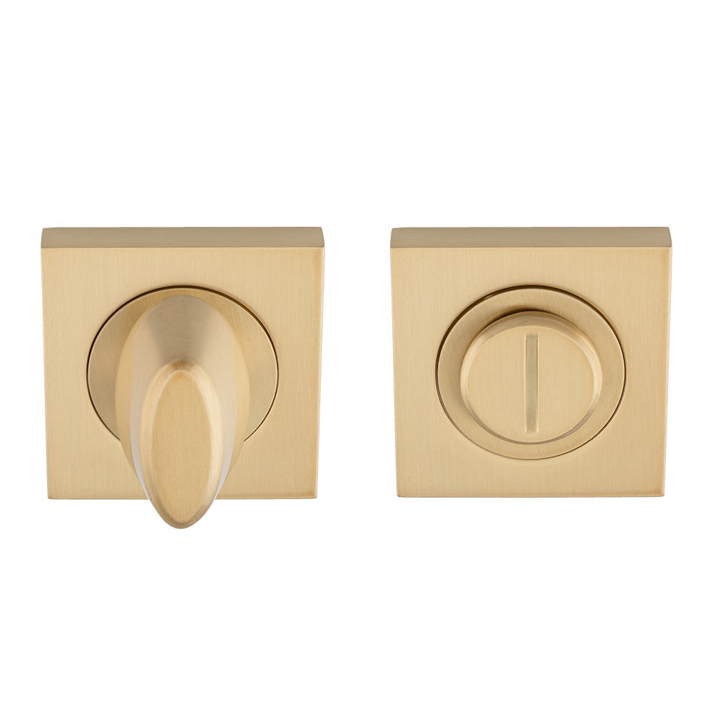 High quality image of Serozzetta - Square Thumbturn and Release-Satin Brass-51mm x 51mm | Sku. szm004sqsb | Trade Door Handles.