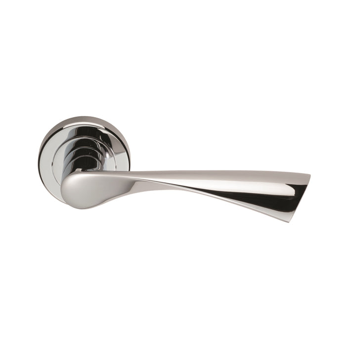 High quality image of Serozzetta - Breeze Lever on Round Rose - Polished Chrome | Sku. szm025cp | Trade Door Handles.