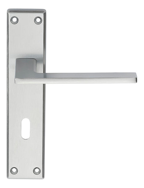 High quality image of Serozzetta - Zone Lever on Lock Backplate - Satin Chrome | Sku. szm034sc | Trade Door Handles.