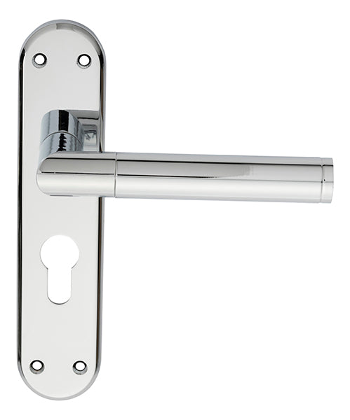 High quality image of Serozzetta - Scope Lever on Euro Lock Backplate - Polished Chrome | Sku. szm044ycp | Trade Door Handles.