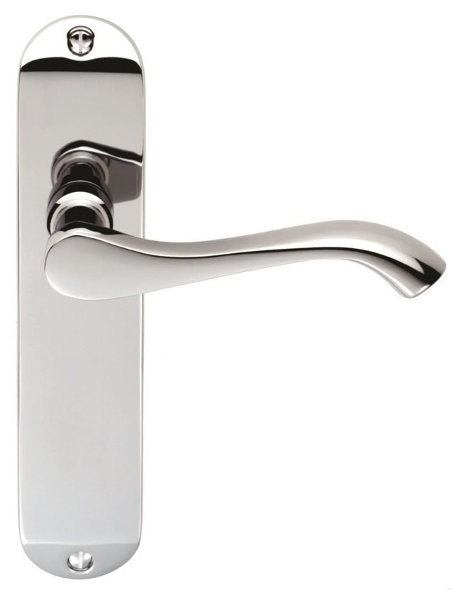 High quality image of Serozzetta - Lever on Latch Backplate - Polished Chrome | Sku. szm132cp | Trade Door Handles.