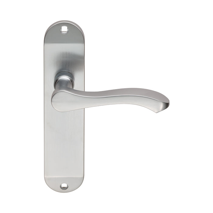 High quality image of Serozzetta - Lever on Latch Backplate - Satin Chrome | Sku. szm132sc | Trade Door Handles.