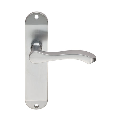High quality image of Serozzetta - Lever on Latch Backplate - Satin Chrome | Sku. szm132sc | Trade Door Handles.
