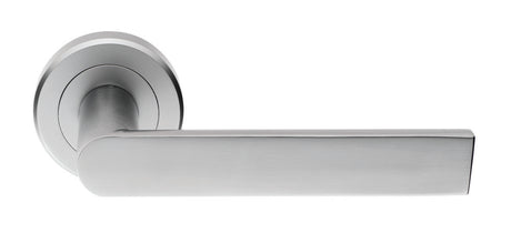 High quality image of Serozzetta - Edge Lever on Round Rose - Satin Chrome | Sku. szm210sc | Trade Door Handles.