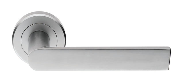 High quality image of Serozzetta - Edge Lever on Round Rose - Satin Chrome | Sku. szm210sc | Trade Door Handles.