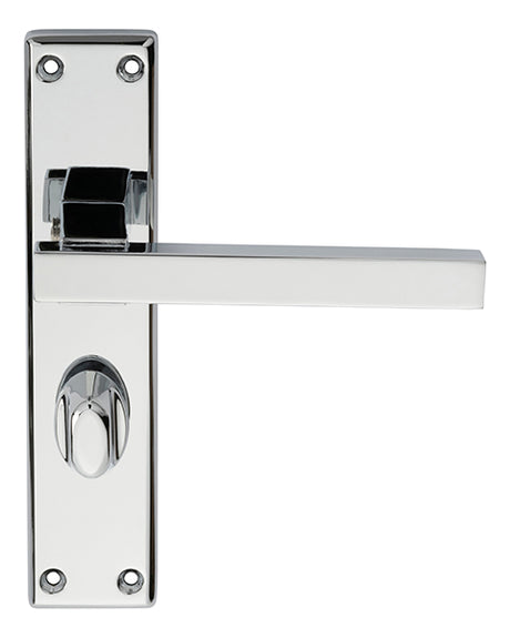 High quality image of Serozzetta - Stratus Lever on WC Backplate - Polished Chrome | Sku. szm243cp | Trade Door Handles.