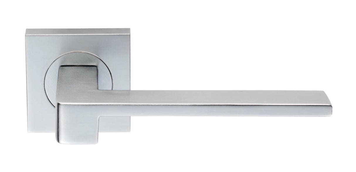 High quality image of Serozzetta - Equi Lever on Square Rose - Satin Chrome | Sku. szm370sc | Trade Door Handles.