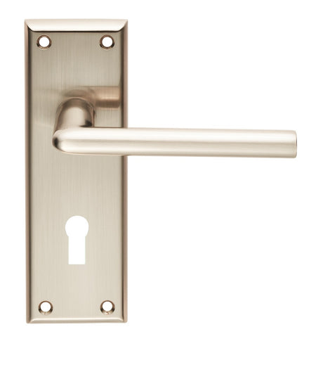High quality image of Serozzetta - Dieci Lever on Lock Backplate - Satin Nickel | Sku. szr011sn | Trade Door Handles.