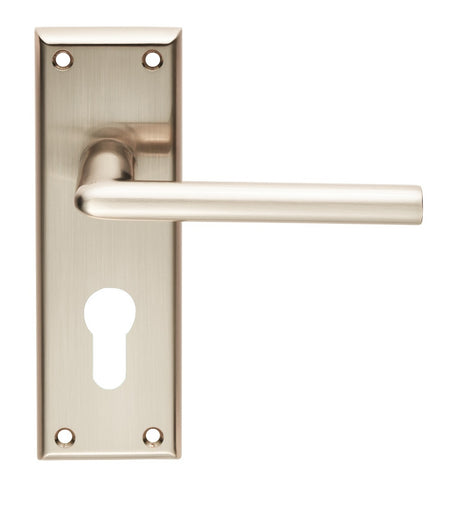 High quality image of Serozzetta - Dieci Lever on Euro Lock Backplate - Satin Nickel | Sku. szr011ysn | Trade Door Handles.