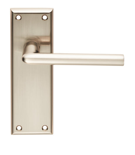 High quality image of Serozzetta - Dieci Lever on Latch Backplate - Satin Nickel | Sku. szr012sn | Trade Door Handles.