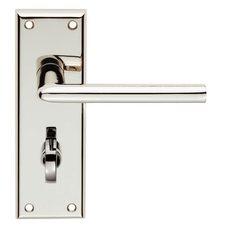 High quality image of Serozzetta - dieci lever on face-fix backplate - bathroom 57mm - polished nickel | Sku. szr013pn | Trade Door Handles.