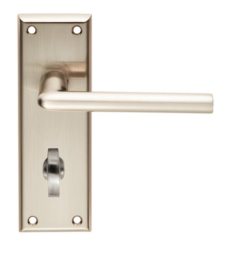 High quality image of Serozzetta - Dieci Lever on Bathroom Backplate - Satin Nickel | Sku. szr013sn | Trade Door Handles.
