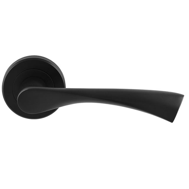 High quality image of Serozzetta - Venti Lever on Rose - Matt Black | Sku. szr020mb | Trade Door Handles.