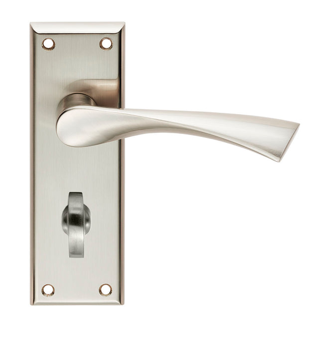 High quality image of Serozzetta - Venti Lever on Bathroom Backplate - Satin Nickel | Sku. szr023sn | Trade Door Handles.