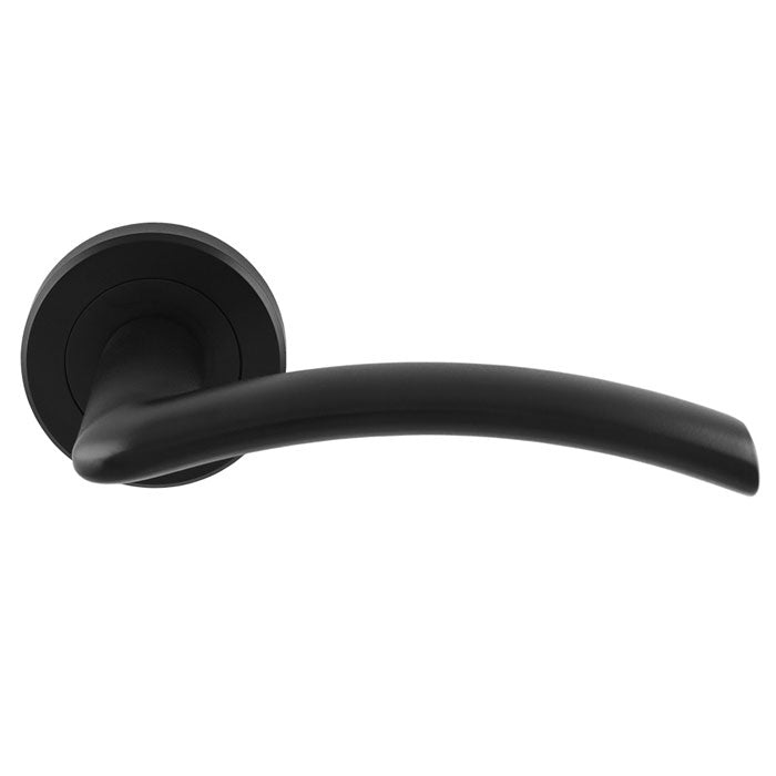High quality image of Serozzetta - Trenta Lever on Rose - Matt Black | Sku. szr030mb | Trade Door Handles.