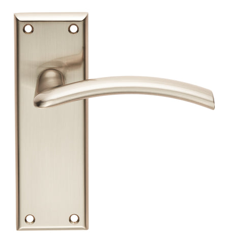 High quality image of Serozzetta - Trenta Lever on Latch Backplate - Satin Nickel | Sku. szr032sn | Trade Door Handles.