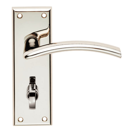 High quality image of Serozzetta - Trenta Lever on Bathroom Backplate - Polished Nickel | Sku. szr033pn | Trade Door Handles.