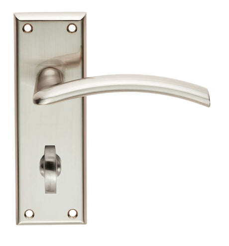 High quality image of Serozzetta - Trenta Lever on Bathroom Backplate - Satin Nickel | Sku. szr033sn | Trade Door Handles.