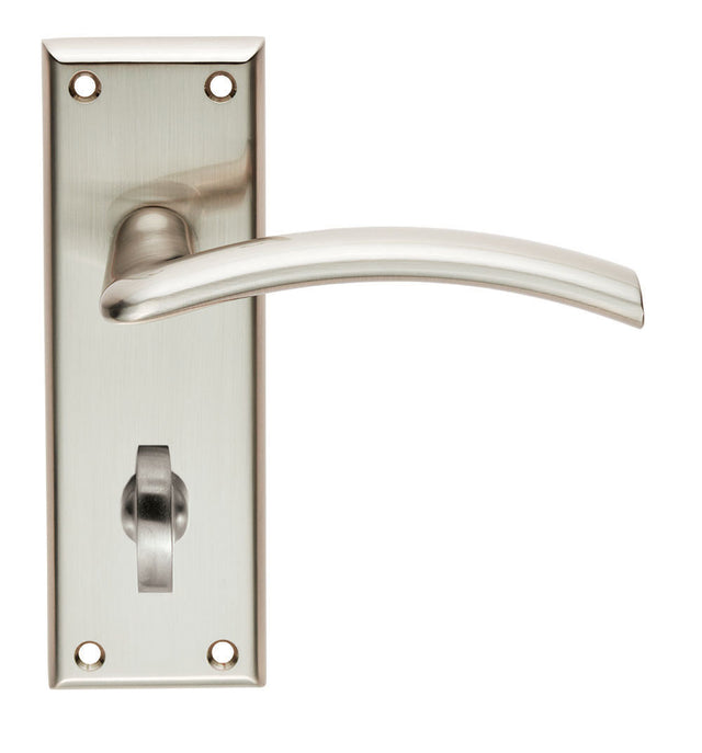 High quality image of Serozzetta - Trenta Lever on Bathroom Backplate - Satin Nickel | Sku. szr033sn | Trade Door Handles.