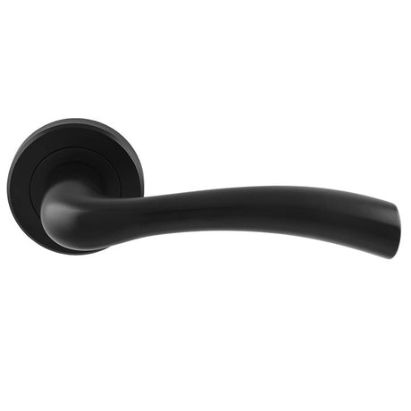 High quality image of Serozzetta - Cinquanta Lever on Rose - Matt Black | Sku. szr050mb | Trade Door Handles.