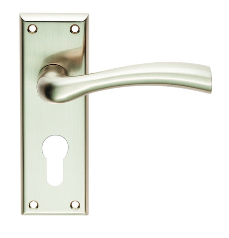 High quality image of Serozzetta - Cinquanta Lever on Euro Lock Backplate - Satin Nickel | Sku. szr051ysn | Trade Door Handles.