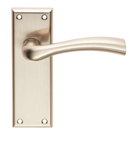 High quality image of Serozzetta - Cinquanta Lever on Latch Backplate - Satin Nickel | Sku. szr052sn | Trade Door Handles.
