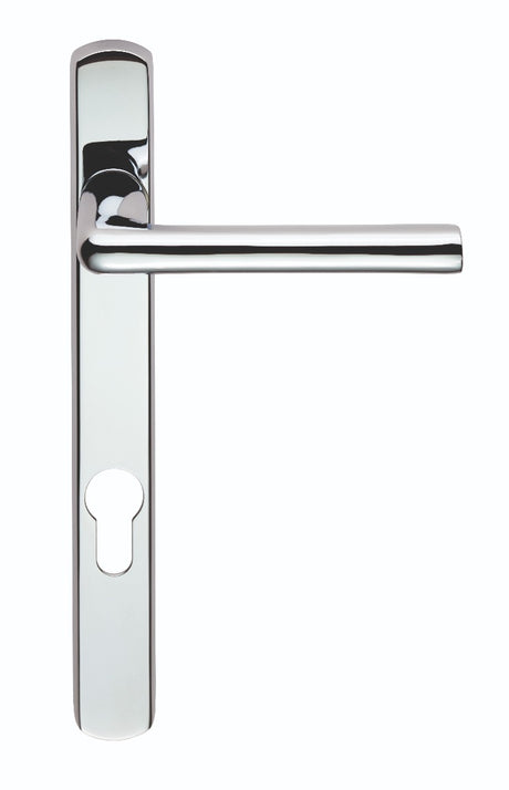 High quality image of Serozzetta - Rosa Lever on Narrow Plate 92mm c/c - Polished Chrome | Sku. szs01np92cp | Trade Door Handles.