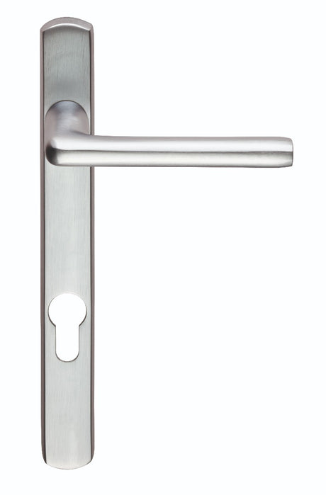 High quality image of Serozzetta - Rosa Lever on Narrow Plate 92mm c/c - Satin Chrome | Sku. szs01np92sc | Trade Door Handles.