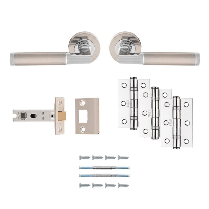 High quality image of Carlisle Brass - Belas Latch Pack - Ultimate Door Pack - Satin Nickel / Polished Chrome | Sku. udp006sncp-intb | Trade Door Handles.