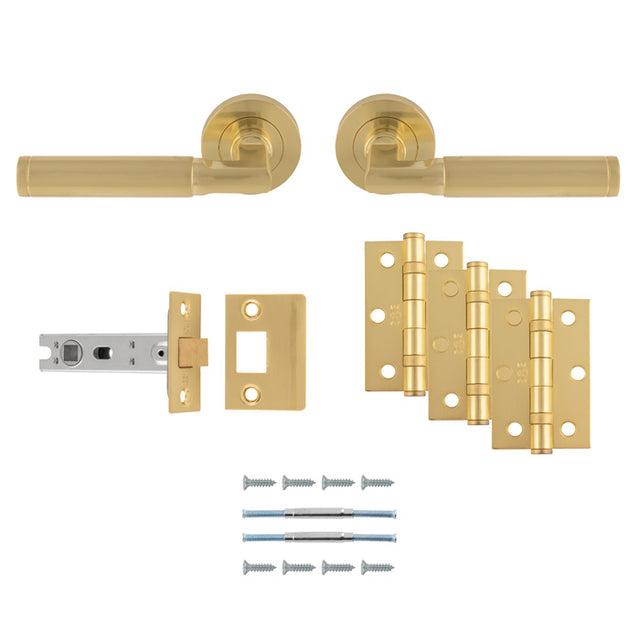 High quality image of Carlisle Brass - Belas Latch Pack - Ultimate Door Pack-Satin Brass | Sku.UDP006SB/INTB | Trade Door Handles.