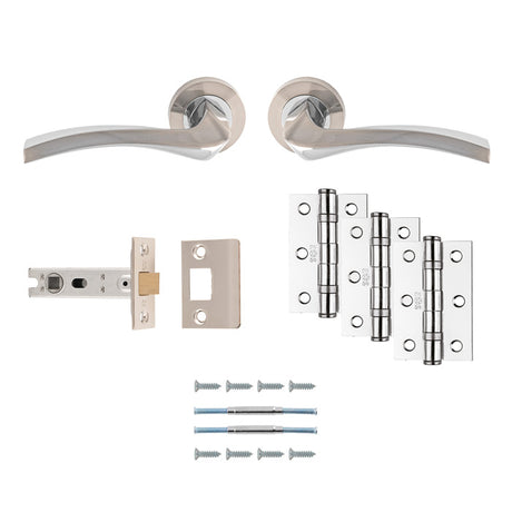 High quality image of Carlisle Brass - Sines Latch Pack - Ultimate Door Pack - Satin Nickel / Polished Chrome | Sku. udp008sncp-intb | Trade Door Handles.