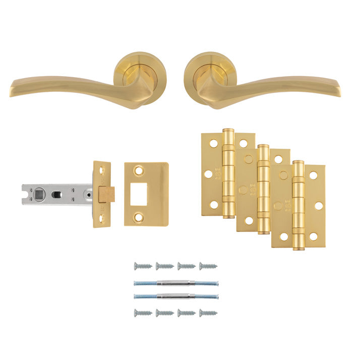 High quality image of Carlisle Brass - Sines Latch Pack - Ultimate Door Pack-Satin Brass | Sku.UDP008SB/INTB | Trade Door Handles.