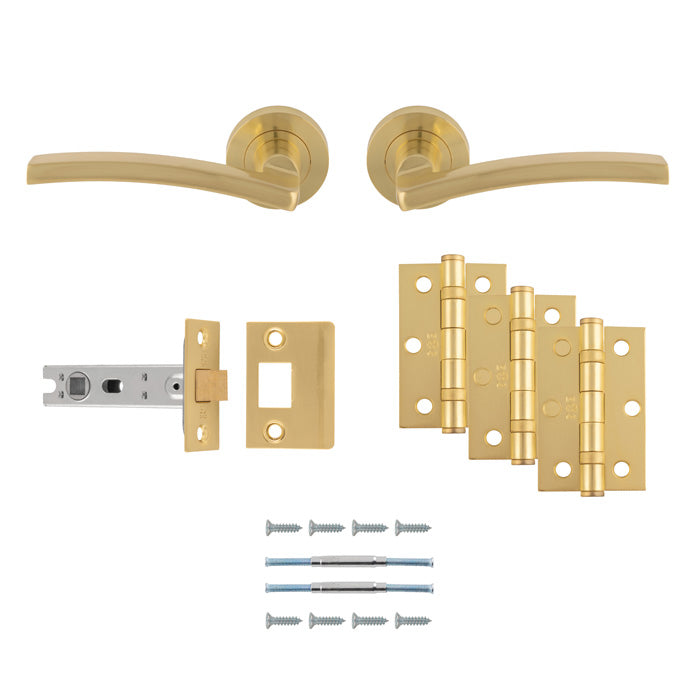 High quality image of Carlisle Brass - Tavira Latch Pack - Ultimate Door Pack-Satin Brass | Sku.UDP009SB/INTB | Trade Door Handles.