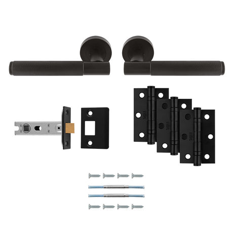 High quality image of Serozzetta - Lagos Latch Pack - Ultimate Door Pack - Matt Black | Sku. udp010mb-intb | Trade Door Handles.