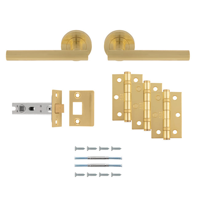 High quality image of Carlisle Brass - Faro Latch Pack - Ultimate Door Pack-Satin Brass | Sku.UDP011SB/INTB | Trade Door Handles.