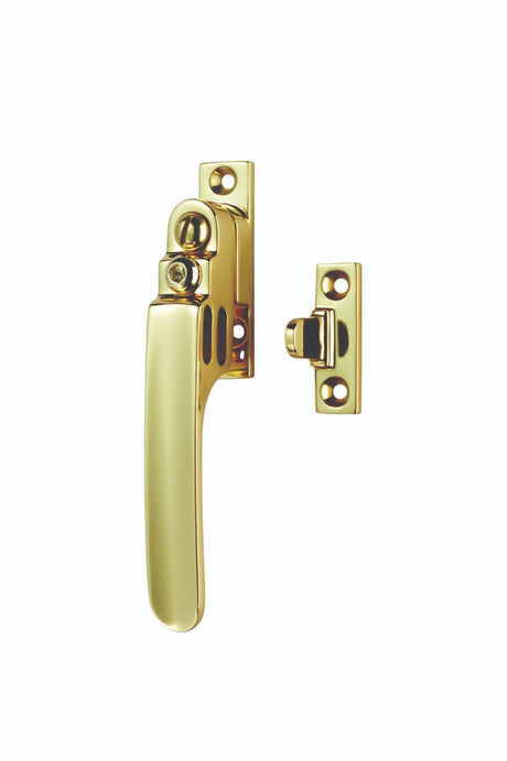 High quality image of Carlisle Brass - Locking Casement Fastener with Night Vent - Polished Brass | Sku. v1007lck | Trade Door Handles.