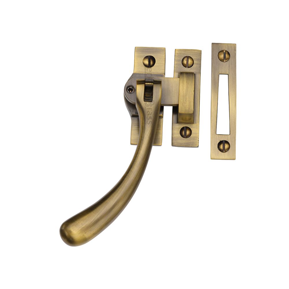 High quality image of Heritage Brass - Window Fastener Lockable Antique Brass | Sku. v1008l-mp-hp-at | available to order from Trade Door Handles in Kendal.