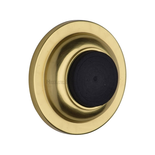 Heritage Brass Wall Mounted Door Stop Buffer Unlacquered Finish - M.Marcus code V1194-ULB