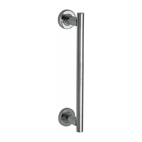 Heritage Brass - 19mm Round Bar Door Pull Handle with base 280mm Polished Chrome Fin