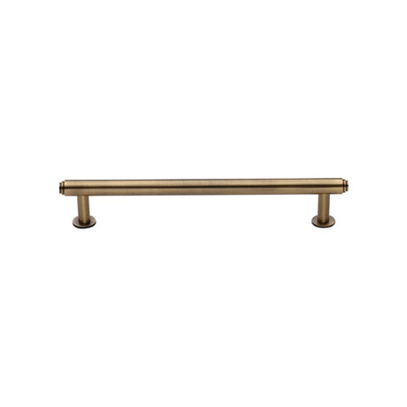 High quality image of Heritage Brass - Cabinet Pull Step Design with 16mm Rose 128mm CTC Antique Brass Fi | Sku. v4411-128-at | Trade Door Handles, Kendal.