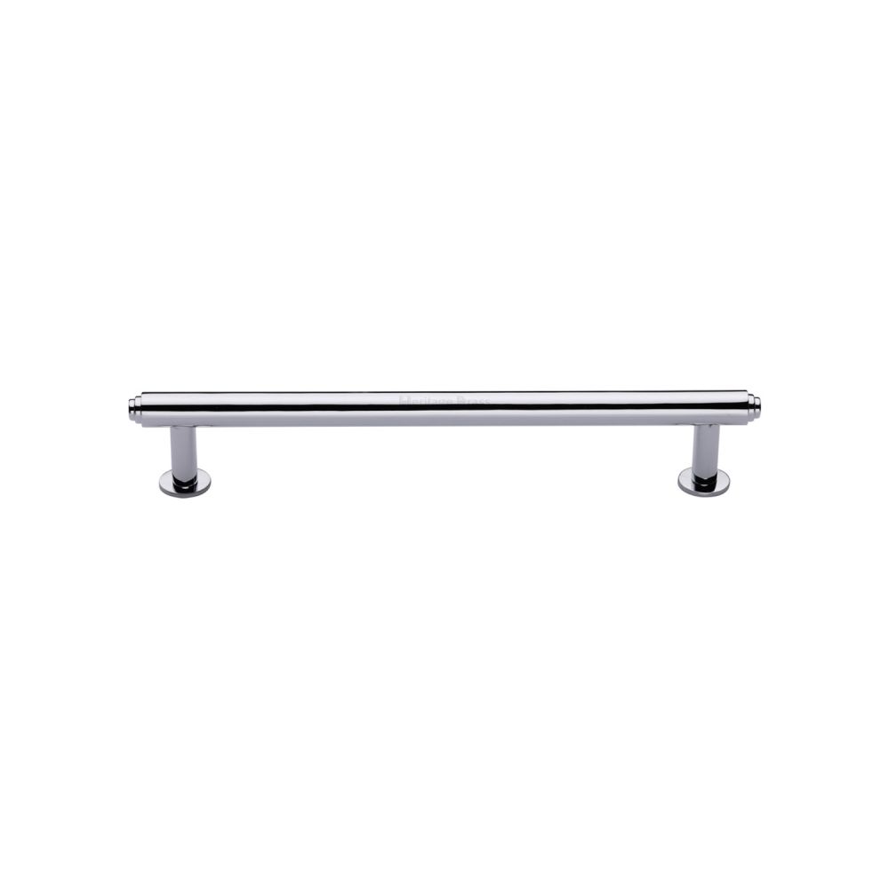 High quality image of Heritage Brass - Cabinet Pull Step Design with 16mm Rose 128mm CTC Polished Chrome F | Sku. v4411-128-pc | Trade Door Handles, Kendal.